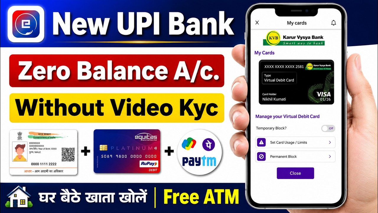 best upi bank 🔥 without video kyc account opening 2026 || zero balance account online opening