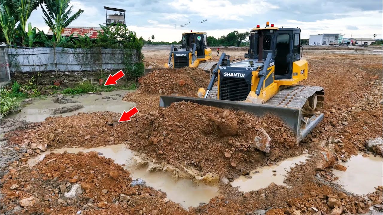 OMG! Bulldozer SHANTUI DH17C3 Building Skill Perfecetly Clean Landfill Forest Using Stones In Water