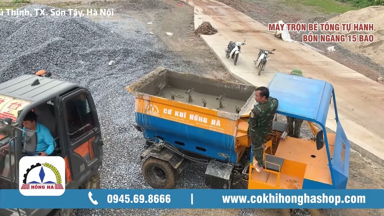 Vận H&agrave;nh Thực Tế M&aacute;y Trộn B&ecirc; T&ocirc;ng Tự H&agrave;nh Bồn Ngang