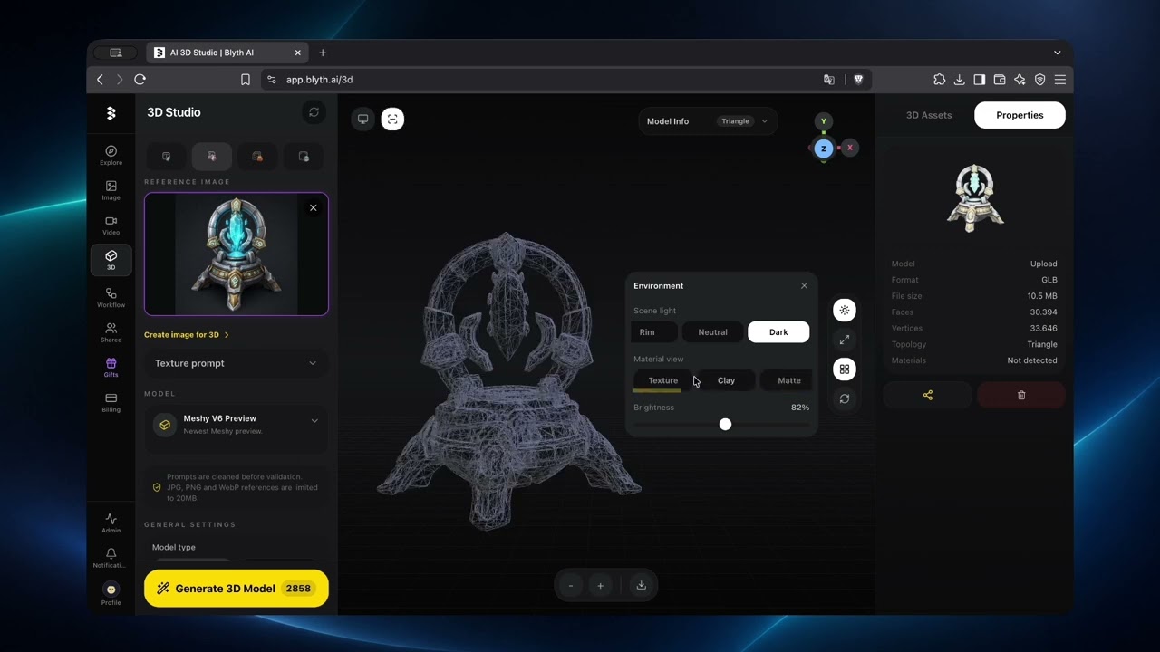 One Image &rarr; Stylized 3D Fantasy Crystal Shrine in Minutes | Blyth AI