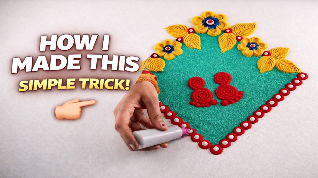 How to Make This Beautiful Rangoli ✨ | Easy Trick for Beginners