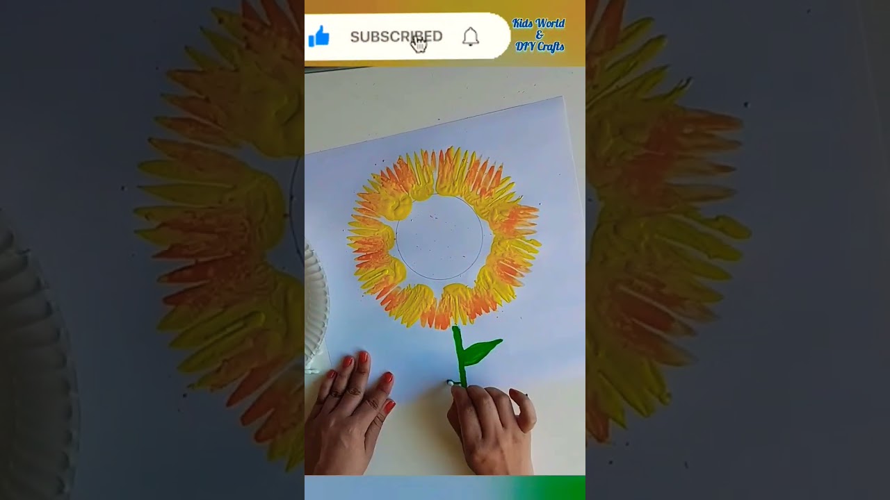 Sunflower 🌻 Fork painting #painting #crafts #india #preschool #school #craft #activity #toddlers
