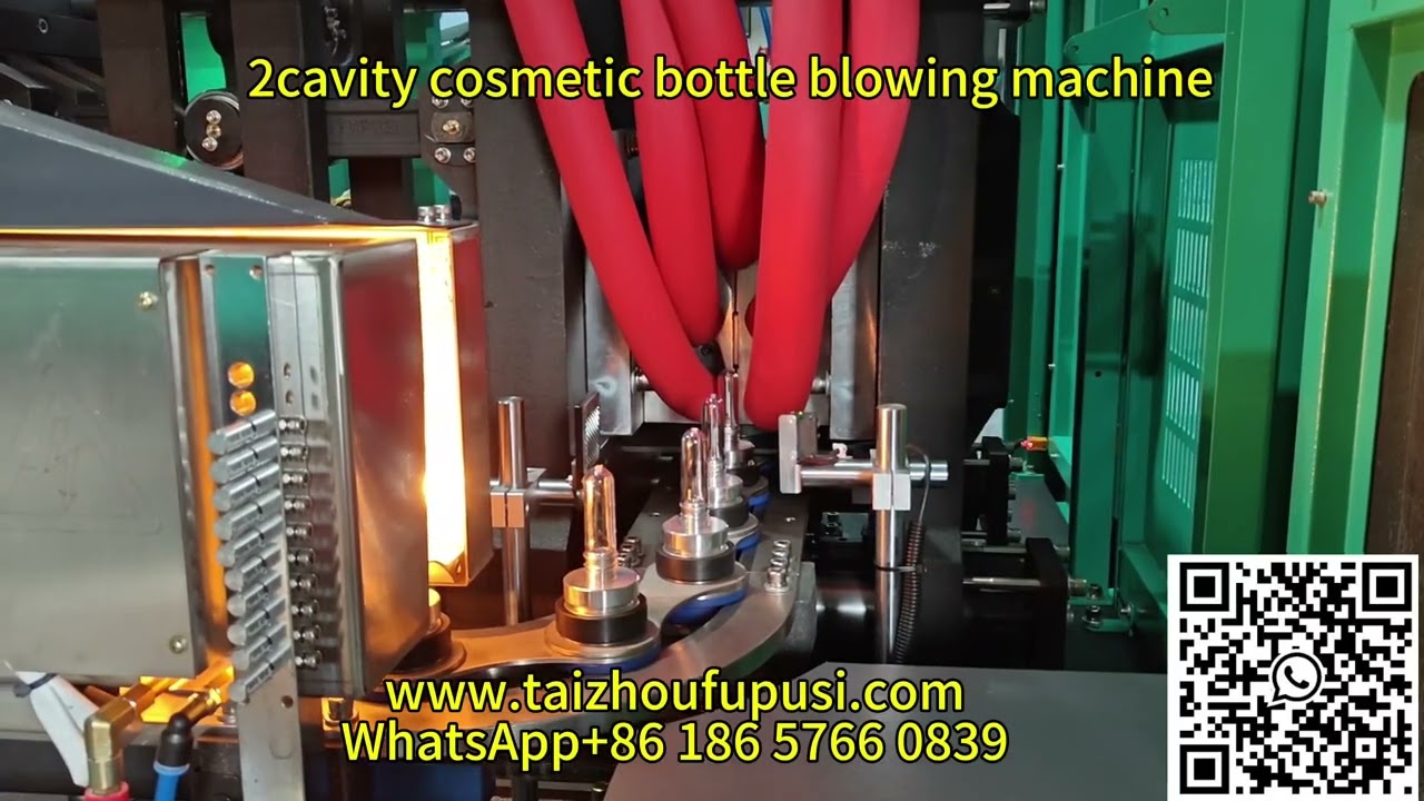 Fupusi 2 cavity cosmetic bottle blowing machine testing ok