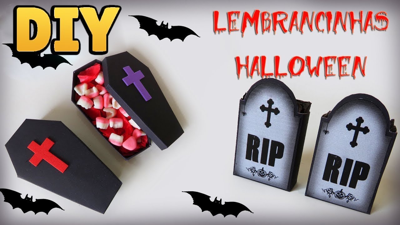 DIY: Caixão e Lápide com Doces para Mesa do DIA DAS BRUXAS - LEMBRANCINHAS DE HALLOWEEN