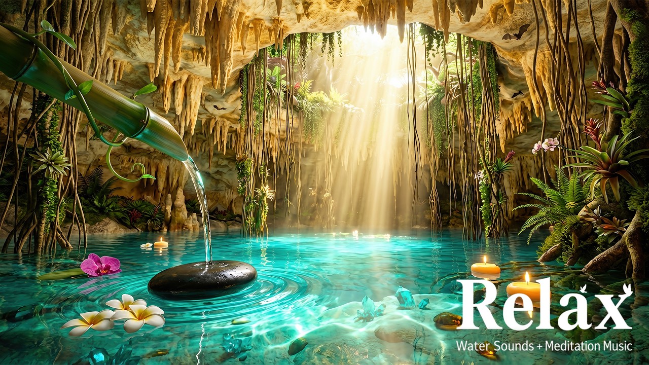 Soothing Spa Piano Music 🌿 Relaxing Sleep Music & Nature Sounds, Bamboo Water Fountain, Calm Music