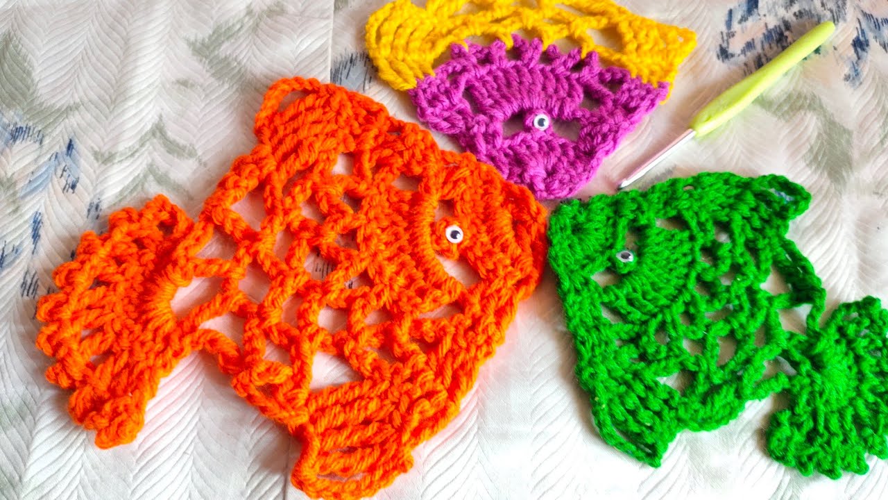How To Crochet A Fish Applique | Learn How To Crochet A Fish Pattern