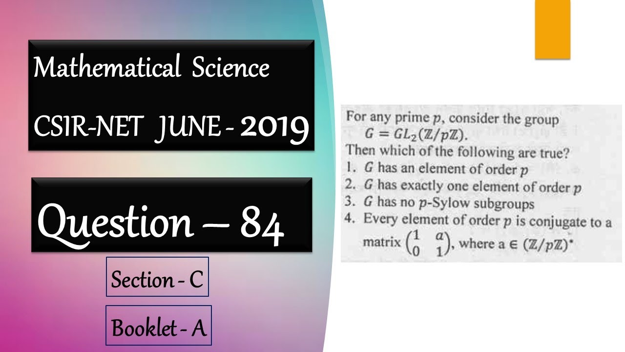 CSIR NET Mathematics solution June 2019| Question 84 | Abstract Algebra | Sylow Theorem | GL2(F2)