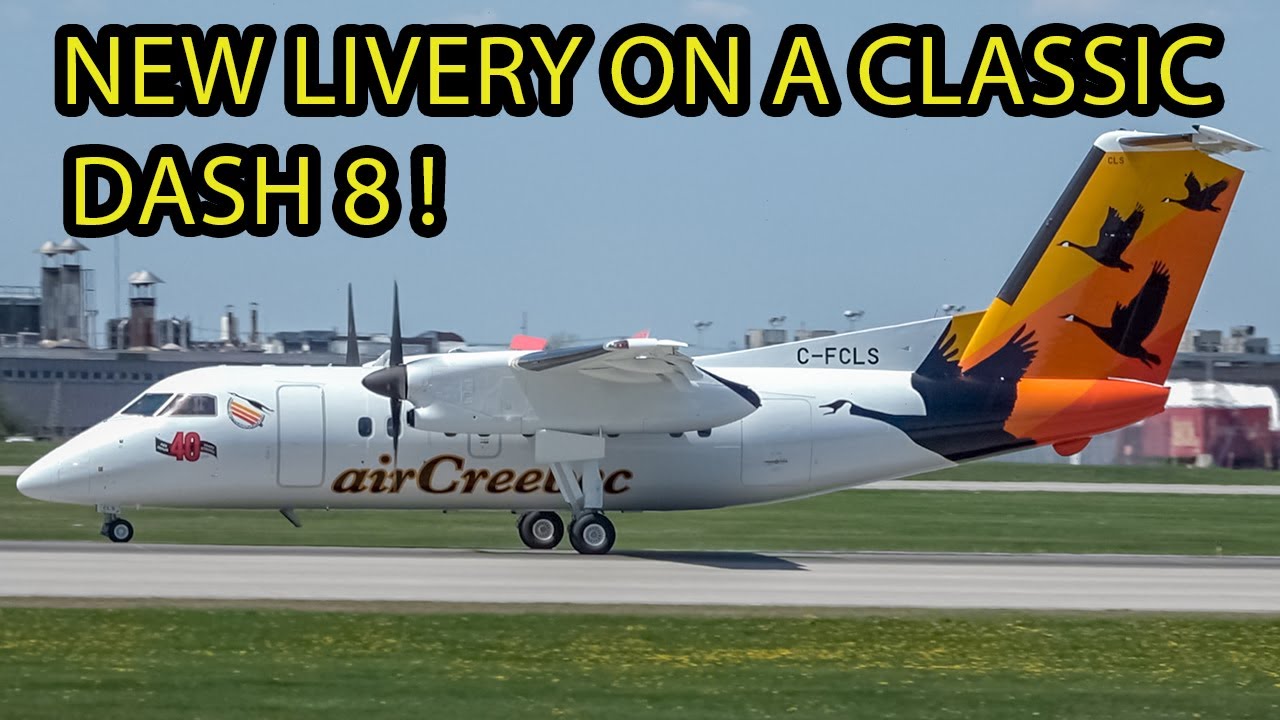 NEW LIVERY ON A CLASSIC DASH?! Air Creebec BRAND NEW LIVERY Dash 8-100 (DH8A) landing in Montreal