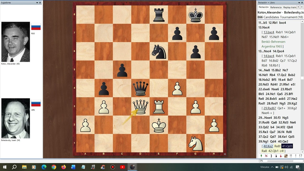 KOTOV - BOLESLAVSKY. TORNEO DE CANDIDATOS; ZÙRICH 1953. RONDA 18. DEFENSA INDIA DE REY.