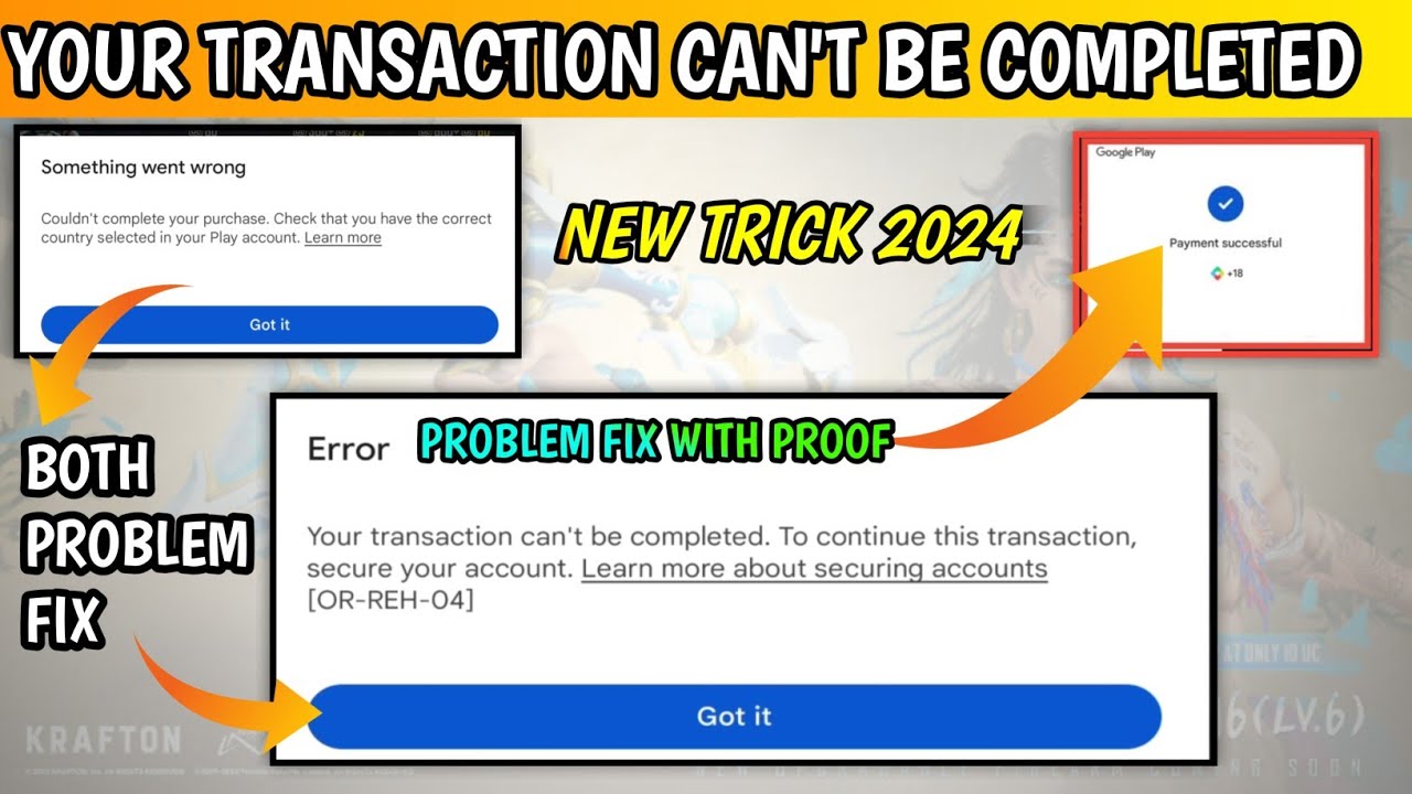 Your Transaction Can't Be Completed Problem Solved 😍 | Something Went Wrong Problem Fix 2024 | Bgmi