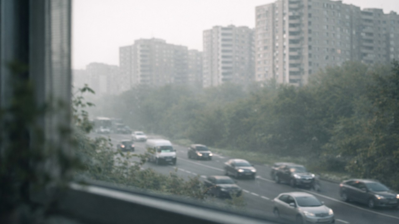Distant Daytime Traffic Heard from an Apartment | Housing Estate 005