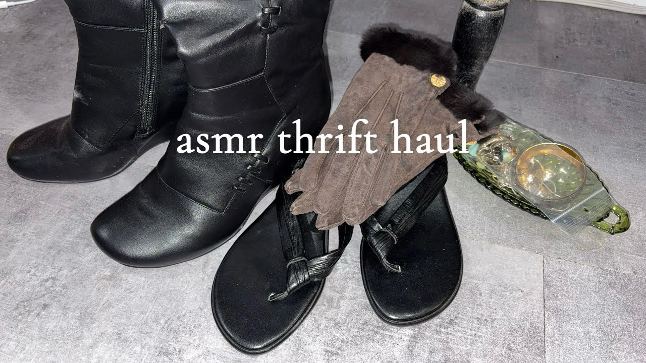 ASMR relaxing thrift haul 🌸(shoes, jewelry)