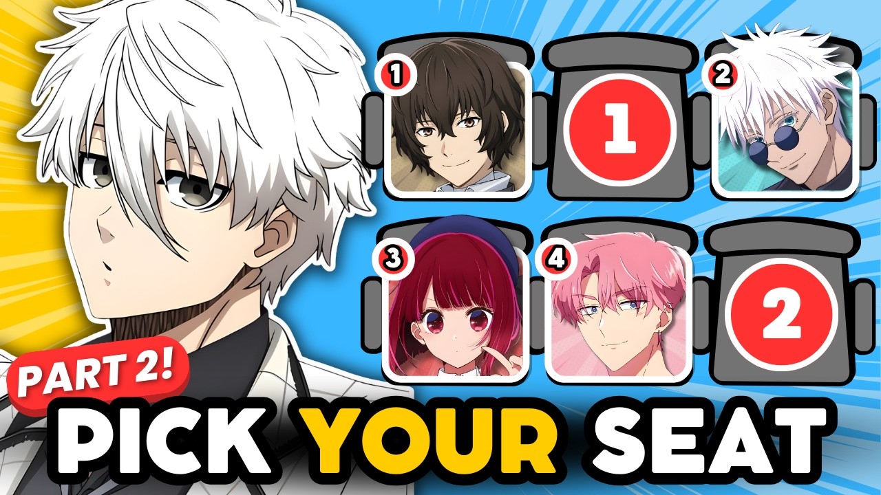 WHERE WOULD YOU SIT? Pick your seat next to anime characters! | PART 2 | 🔥🪑 | ANIME QUIZ