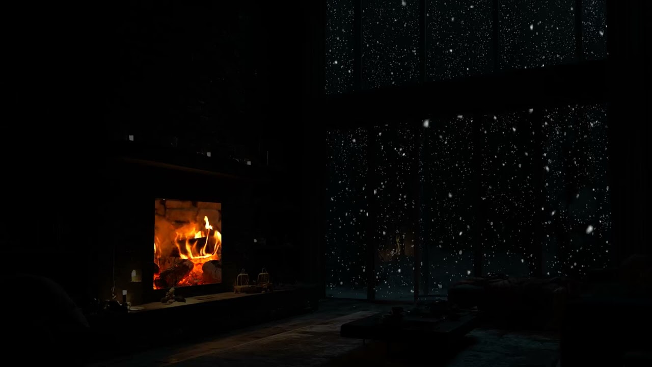 Cozy Winter Serenity ❄️ Fireplace Glow & Snowy Landscape  Relax & Unwind