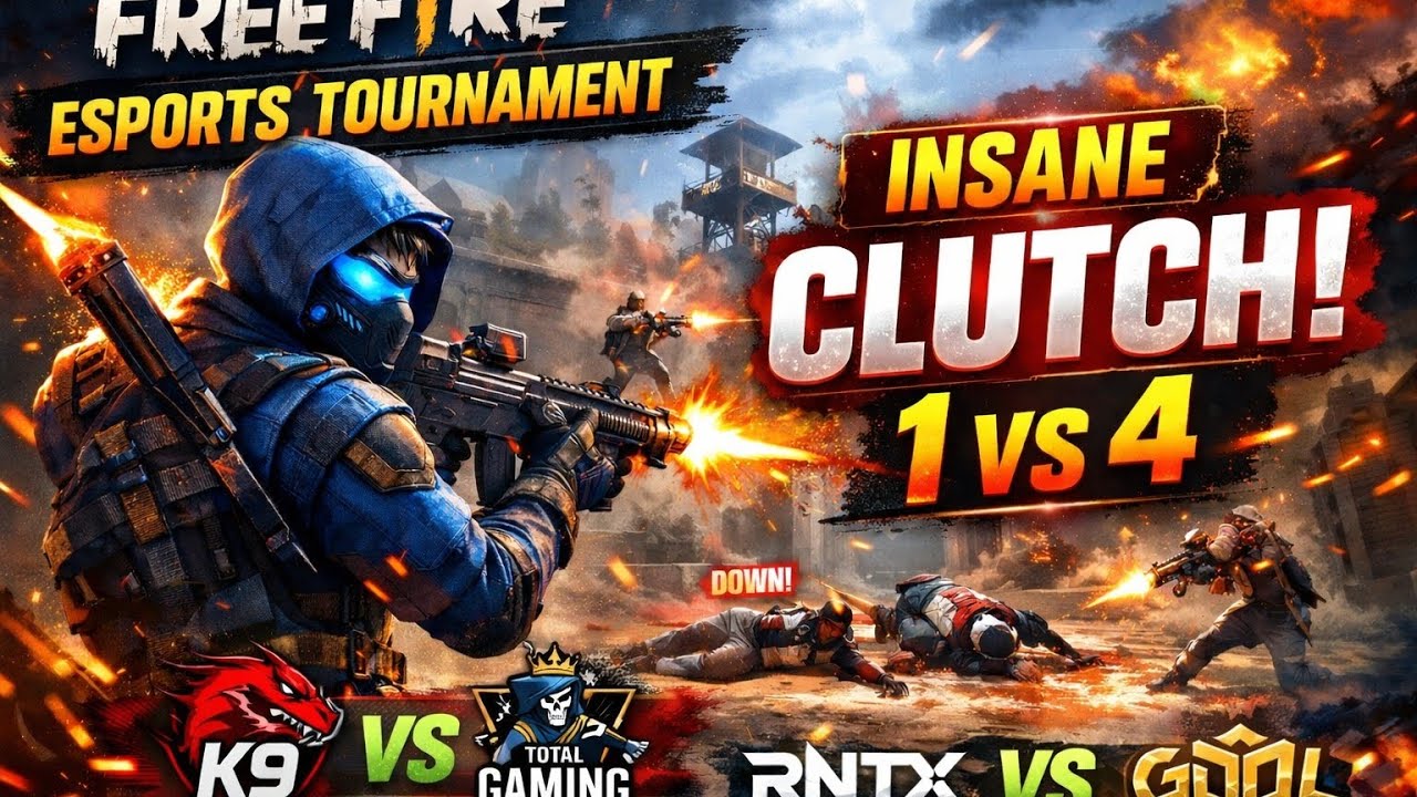Free Fire MAX eSports INSANE CLUTCH 💥 | K9 vs Total Gaming | RNTX vs GODL