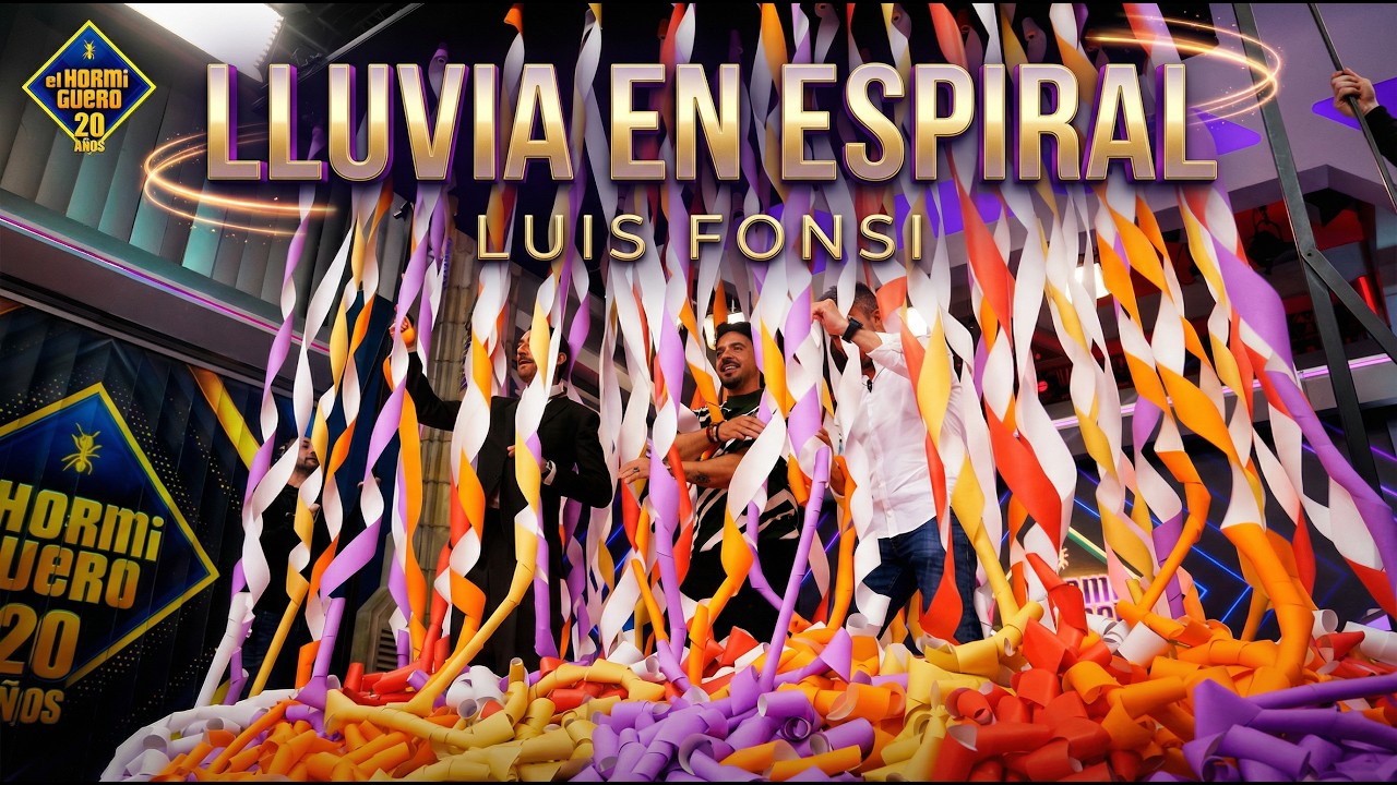 Marron provoca una lluvia de papeles de colores sobre Luis Fonsi - El Hormiguero