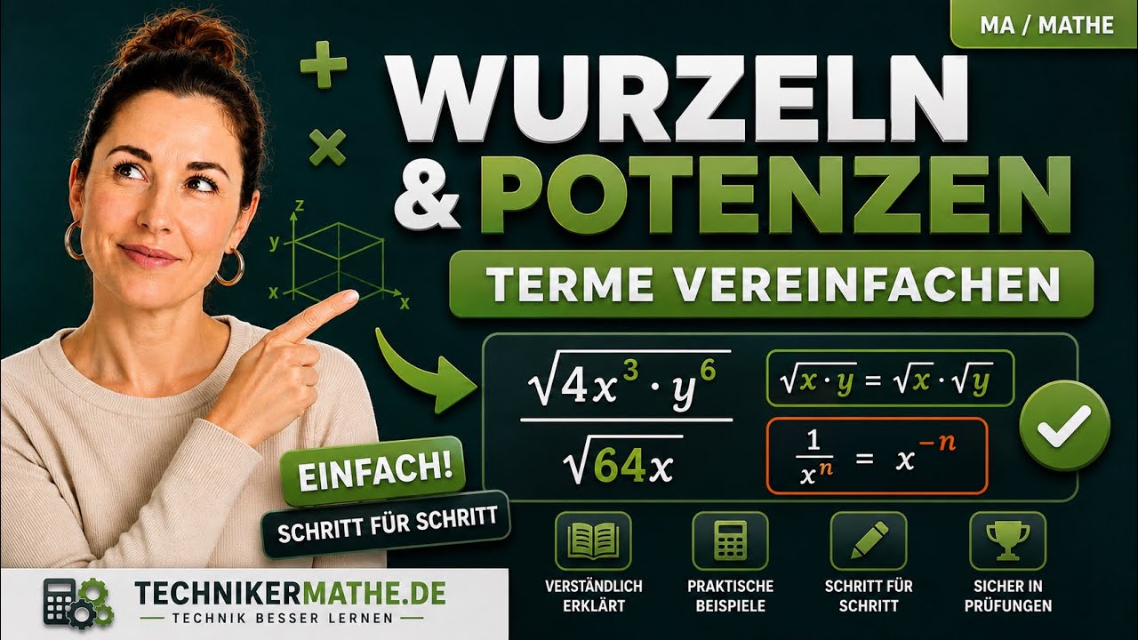 Wurzeln & Potenzen | Terme vereinfachen ✅ - Technikermathe 💚| Einfach und verständlich lernen