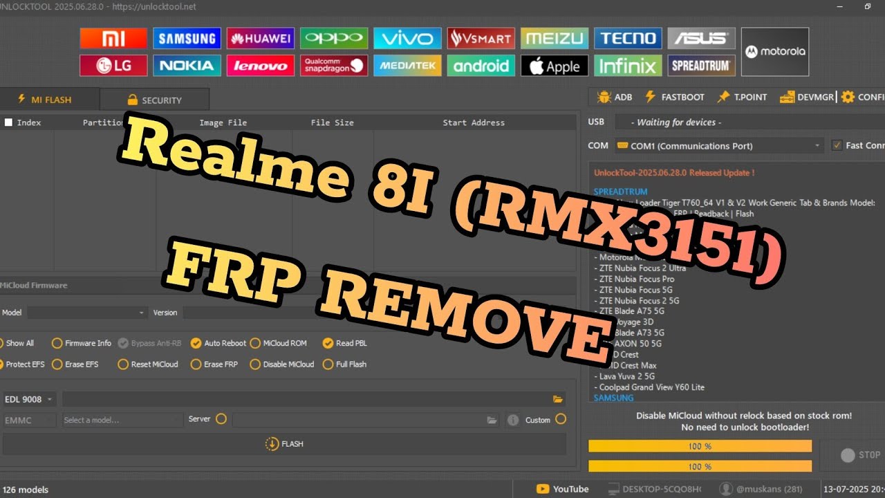 REALME 8I (RMX351) FRP REMOVE UNLOCKTOOL 