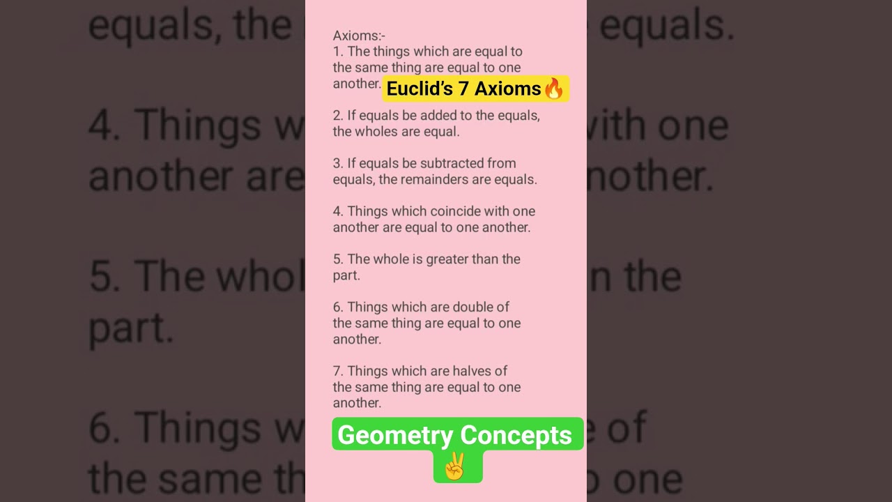 Euclid's 7 Axioms Learn Fast 🤯 | Class 8 & 9 Geometry #Shorts