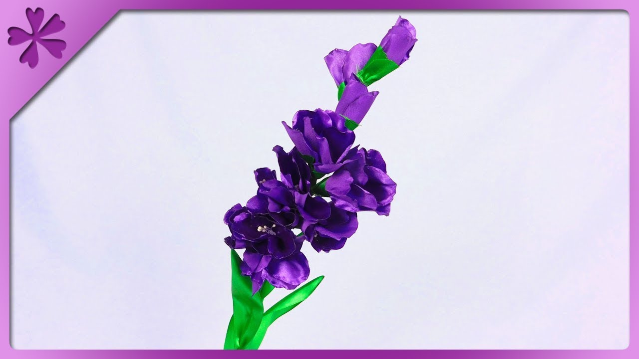 DIY How to make ribbon gladiolus (ENG Subtitles) - Speed up #526