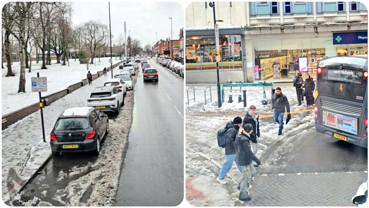Sparkhill Birmingham to Birmingham city centre by Stratford Road,  Birmingham snow 2026 