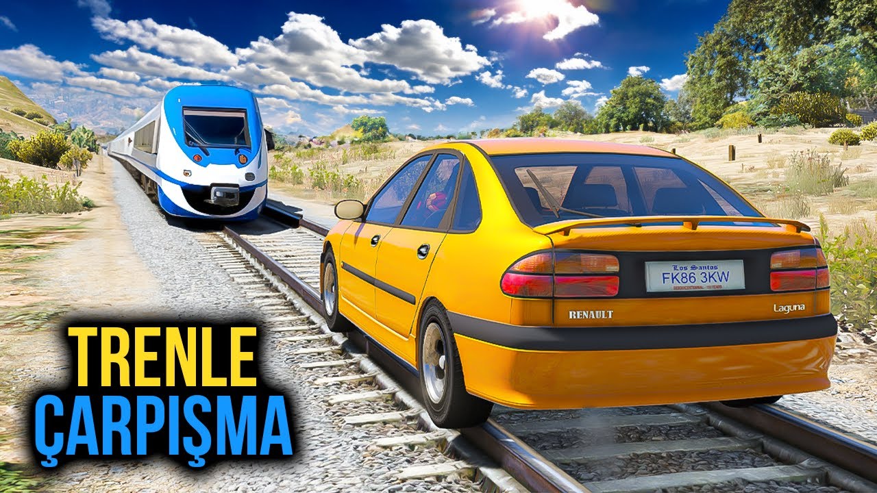 Tüplü ve Öfkeli Arabalar Trenle Çarpışıyor !!! Örümcek Abi ile GTA 5