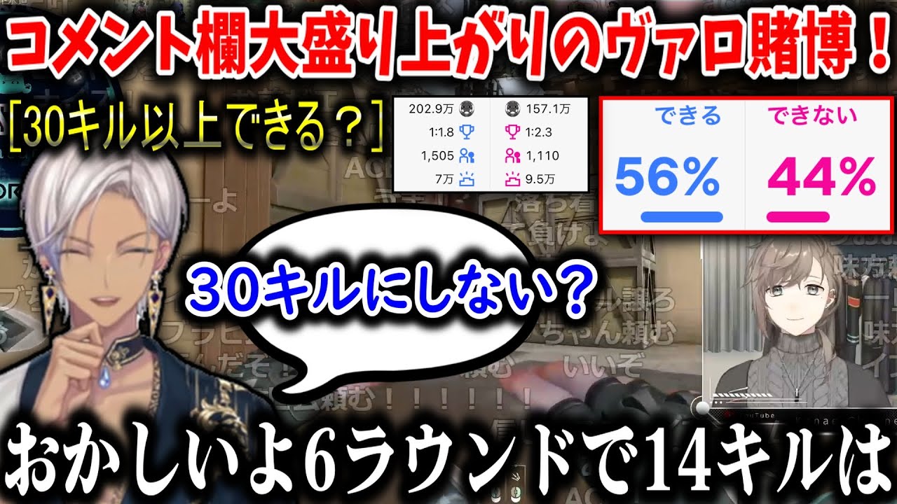 【切り抜き】叶のエイムが覚醒！コメ欄大盛り上がりのヴァロ賭博！（完全まとめ）【叶/イブラヒム/にじさんじ切り抜き】