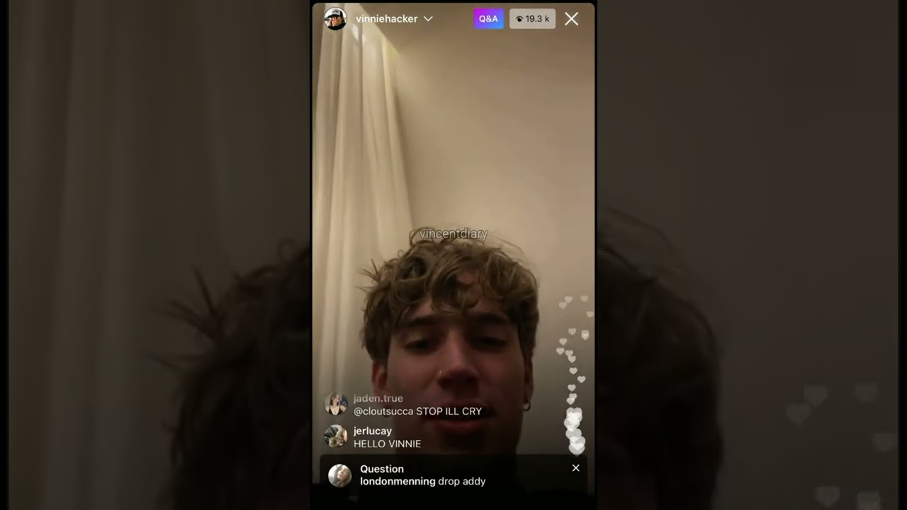 Vinnie Hacker live do instagram - 23 de fevereiro (PARTE 1)