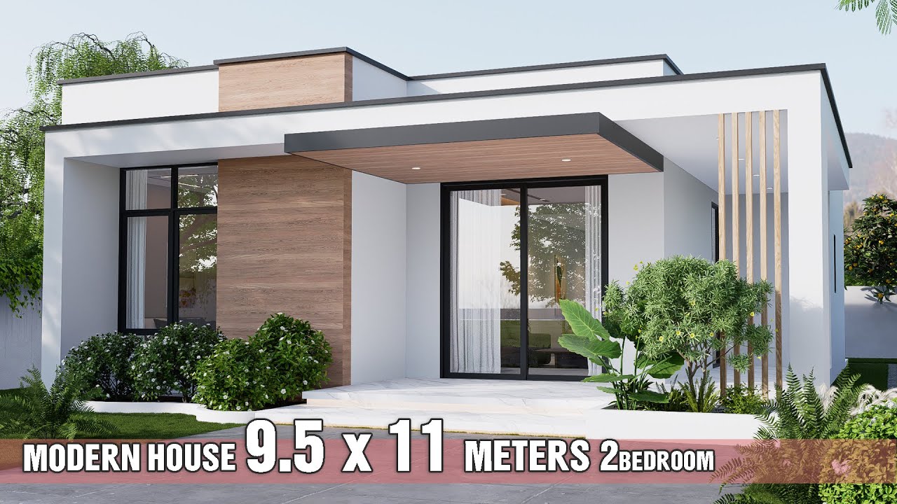 Modern House Design 9.5 x 11m 2Bedrooms | Flat Roof & Minimalist Aesthetic