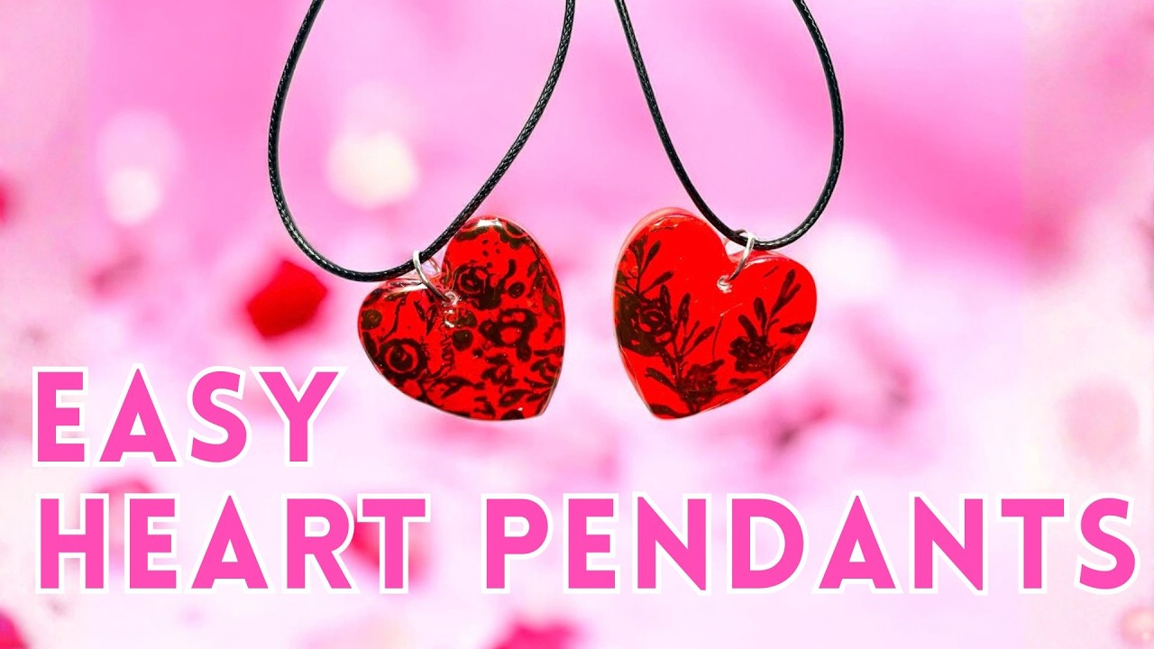 Resin-Crete Heart Pendants ❤️ Handmade Gift Idea with Markers, Stamps & Resin”