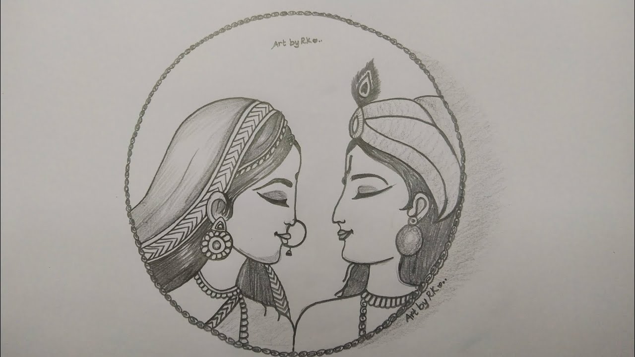 How to draw RadhaKrishna❤🙏🦚pencil shetch for beginners in easy way