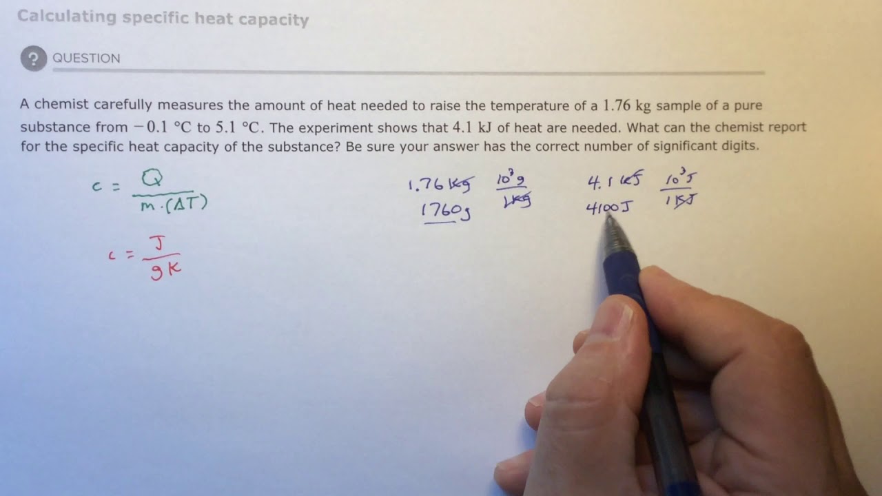 Aleks Calculating specific heat capacity