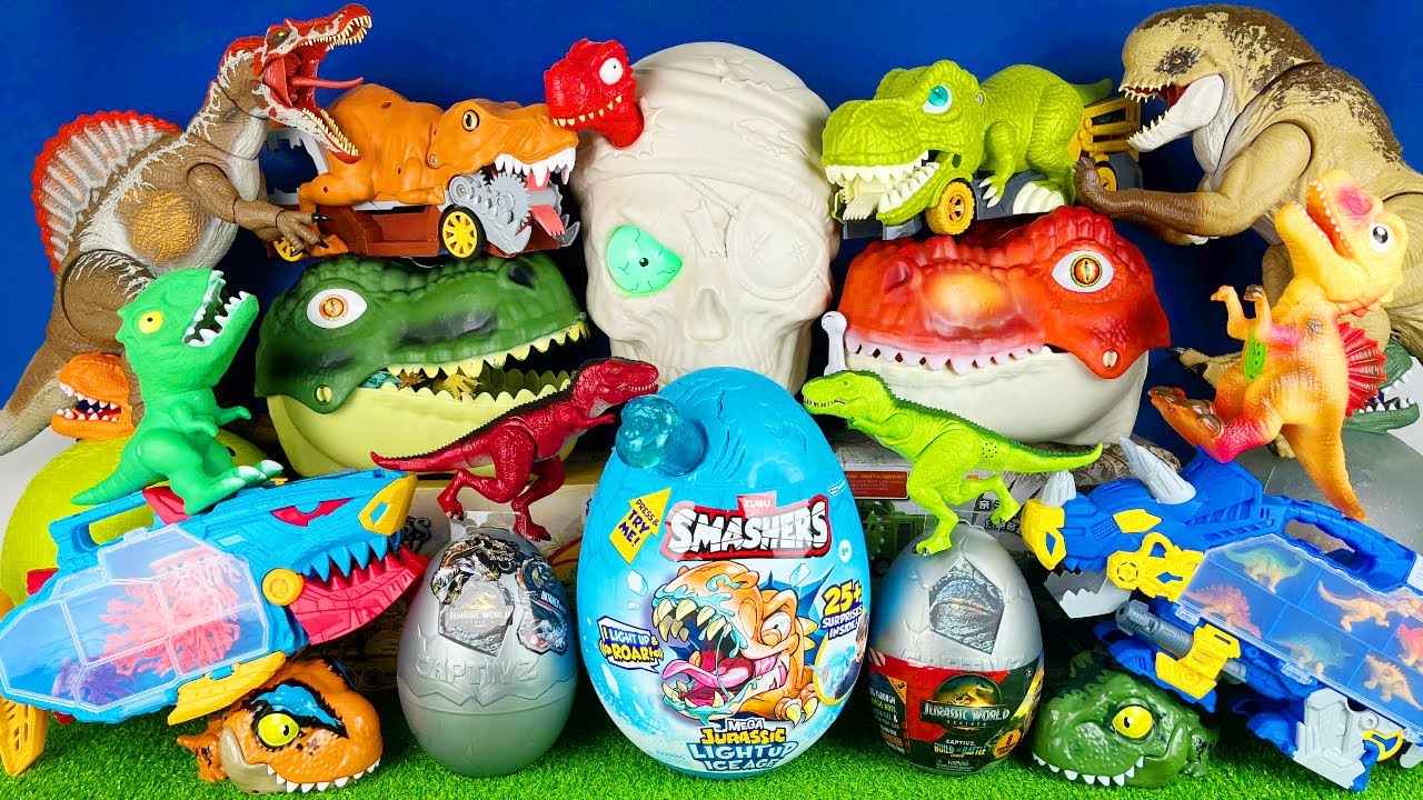 Jurassic World Unboxing Review Asmr Dinosaur Heads Collection Zuru Smashers Dino Egg Surprises
