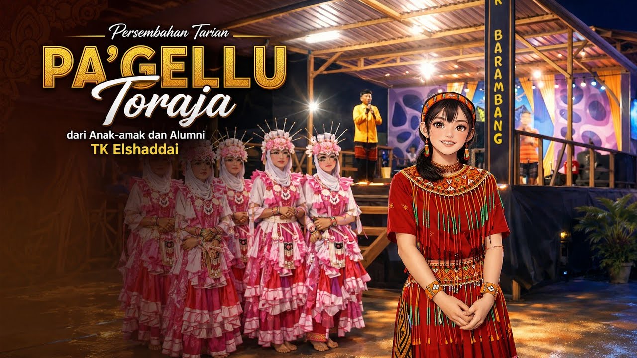 Persembahan Tarian Pa'gellu Toraja dari Anak-anak dan Alumni TK Elshaddai 