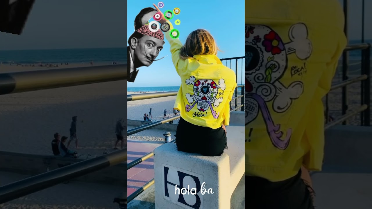 Hola Bebe Dali hand painted Michael Kors Denim Jacket by Angelicque&rsquo;