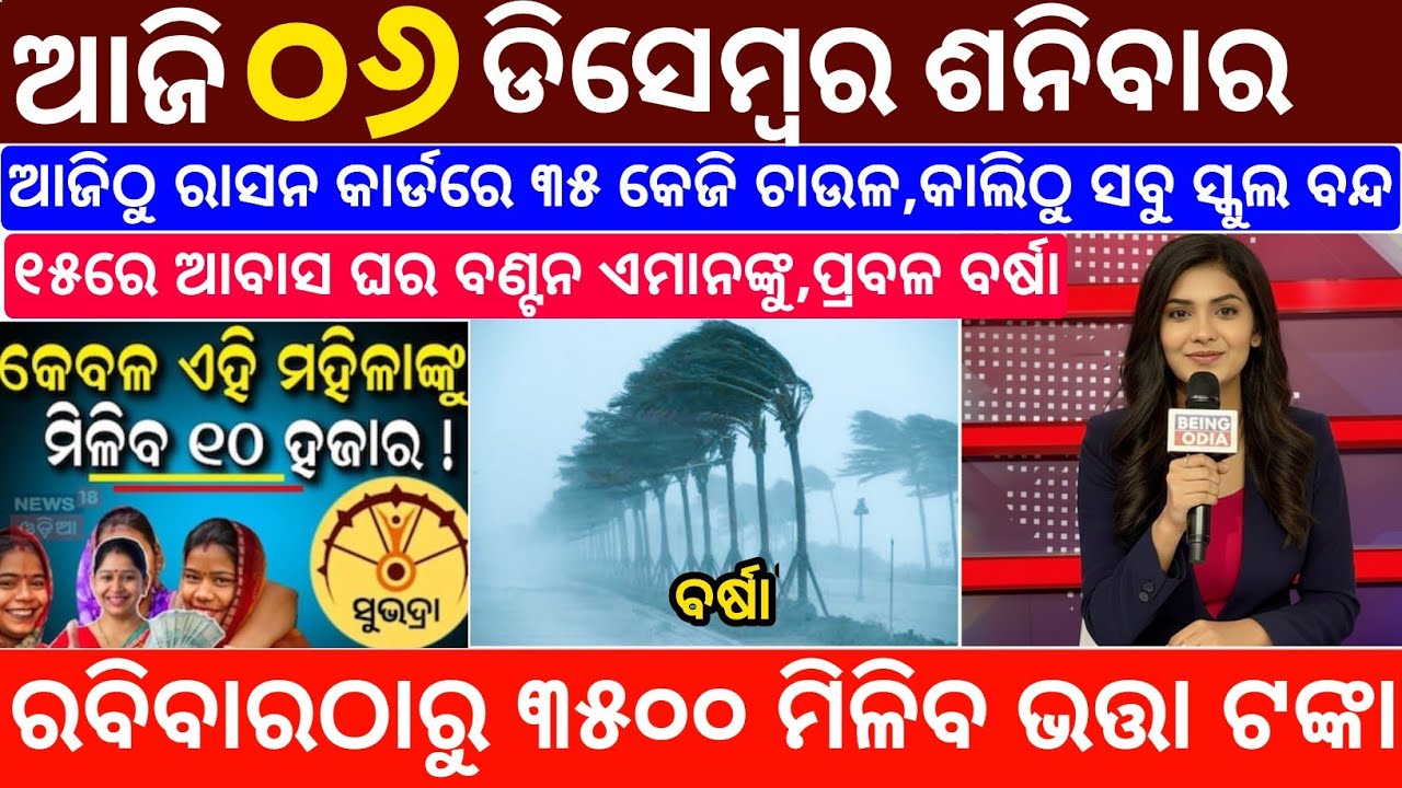 Today's Odia News/06 December 2025/Odisha News Today/PM Kisan Yojana/Subhadra Yojana/odisha news