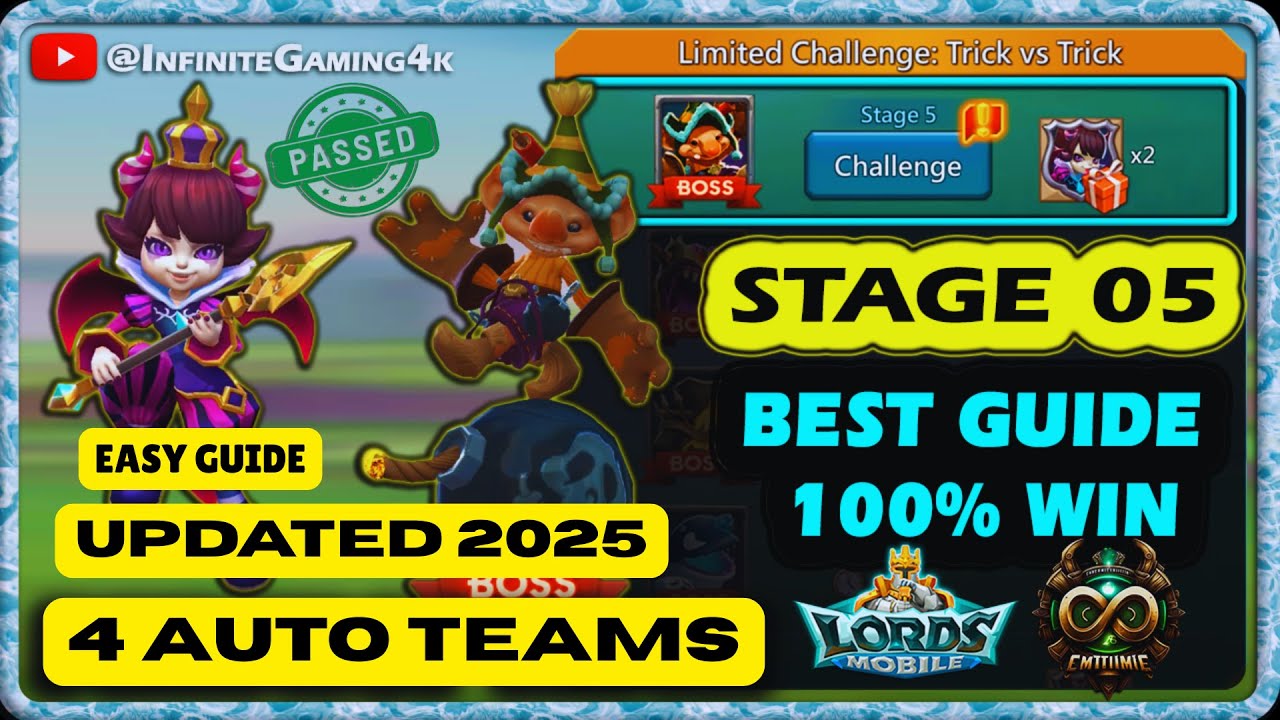 4 Best Team For Limited Challenge Trick vs Trick Stage 5| Lords Mobile Petite Devil Stage 5 Easy Win