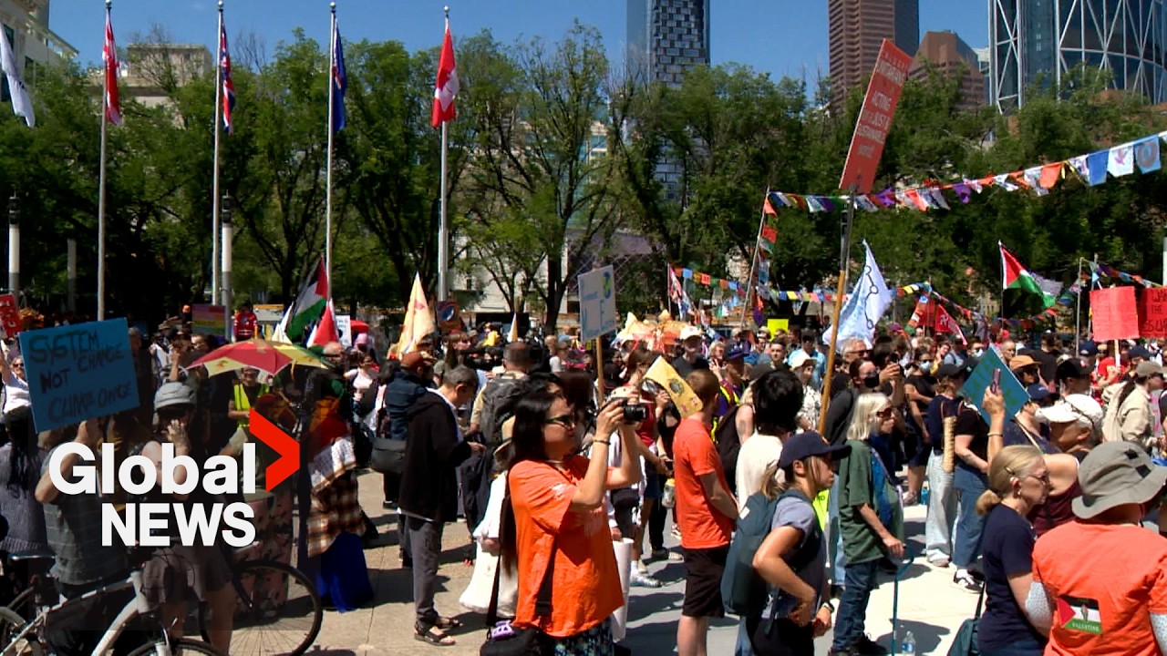 Hundreds of protesters rally in Calgary ahead of G7 summit