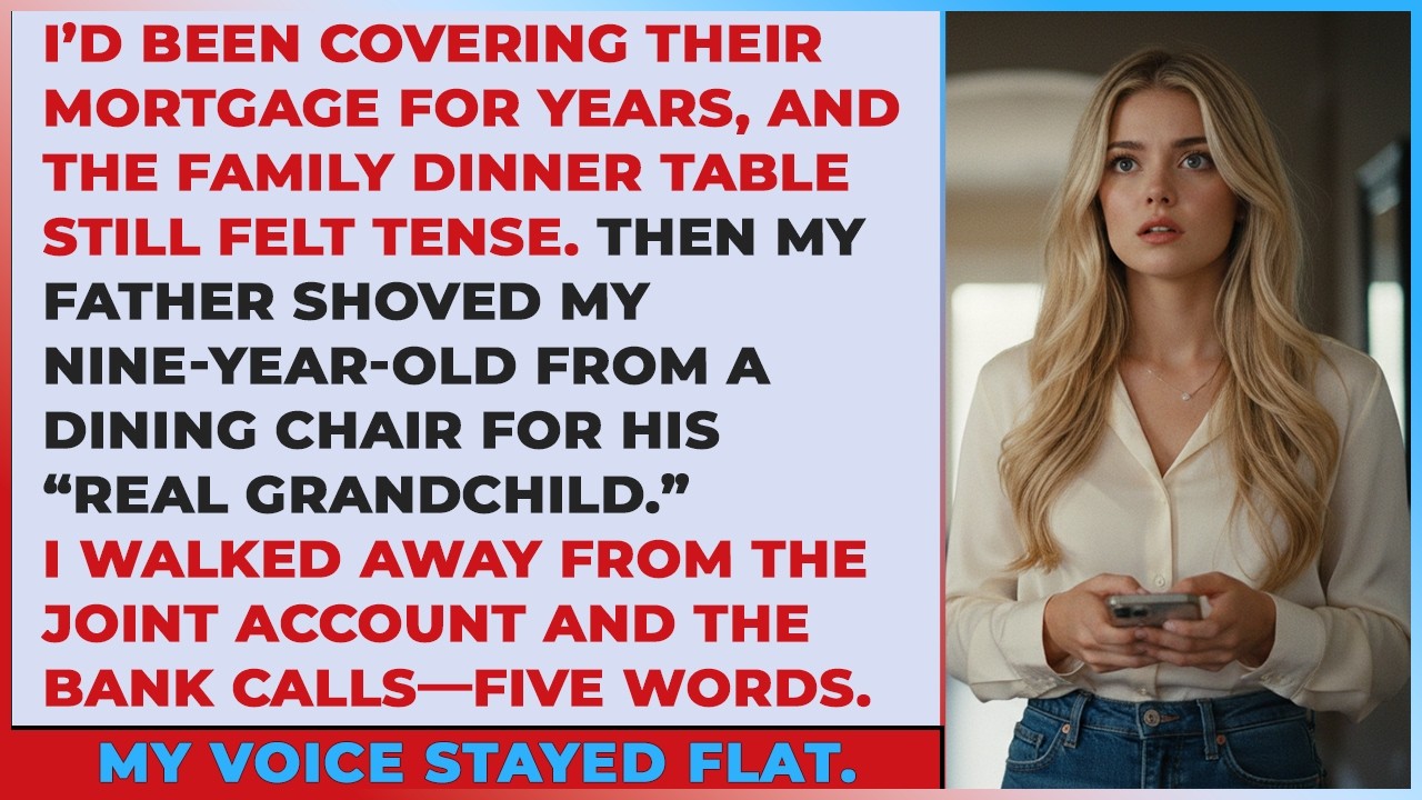 After years paying their mortgage, Dad shoved my granddaughter from the dining chair—five words