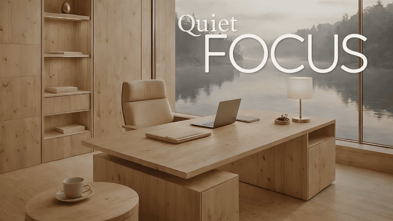 Deep Focus Workspace by the Lake • Calm Luxury Office Ambience for Work & Study