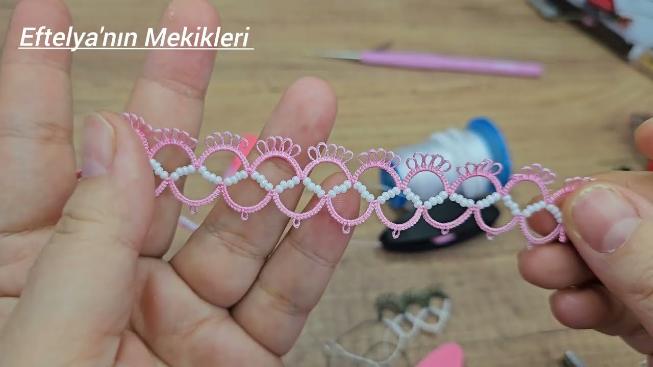 196. Boncuklu düz mekik modeli. 