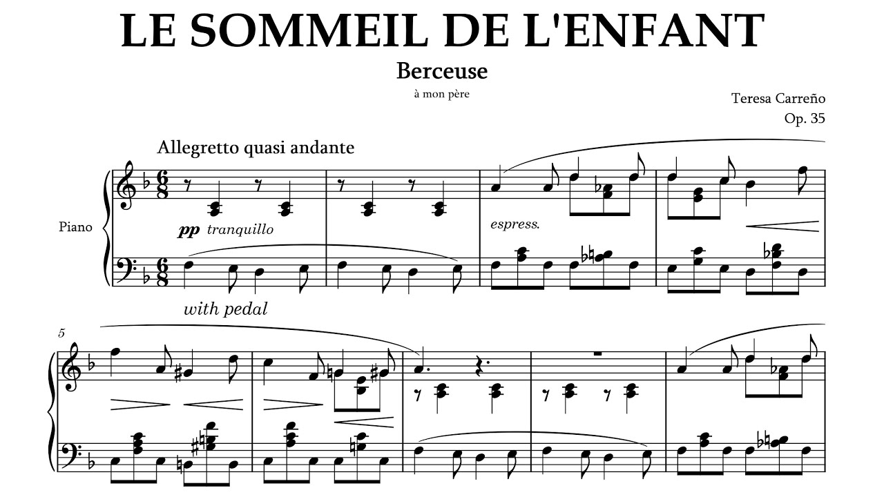Teresa Carreño - Le Sommeil de L'Enfant
