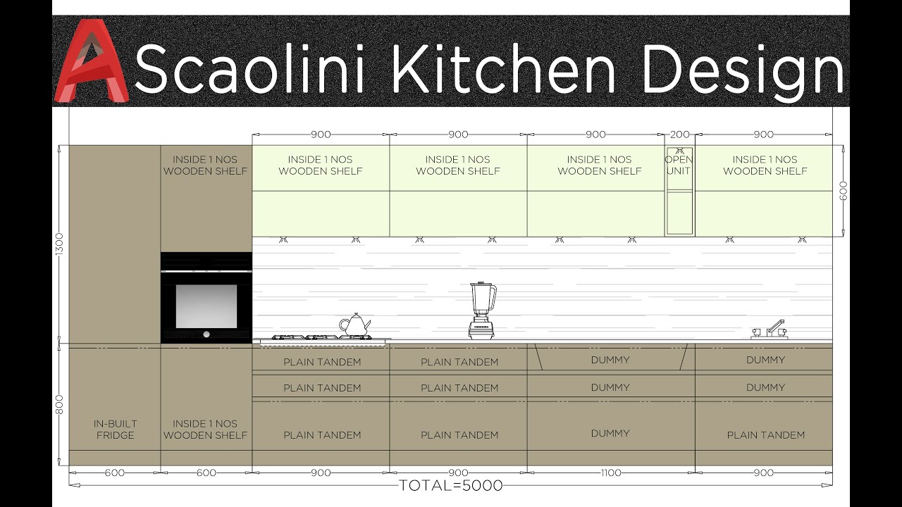 Scaolini Kitchen Design in Autocad Tutorial