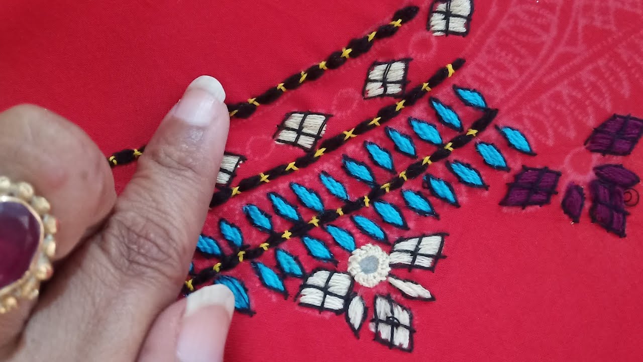 Hand embroidery : needlework balochi stitch /mirror work /