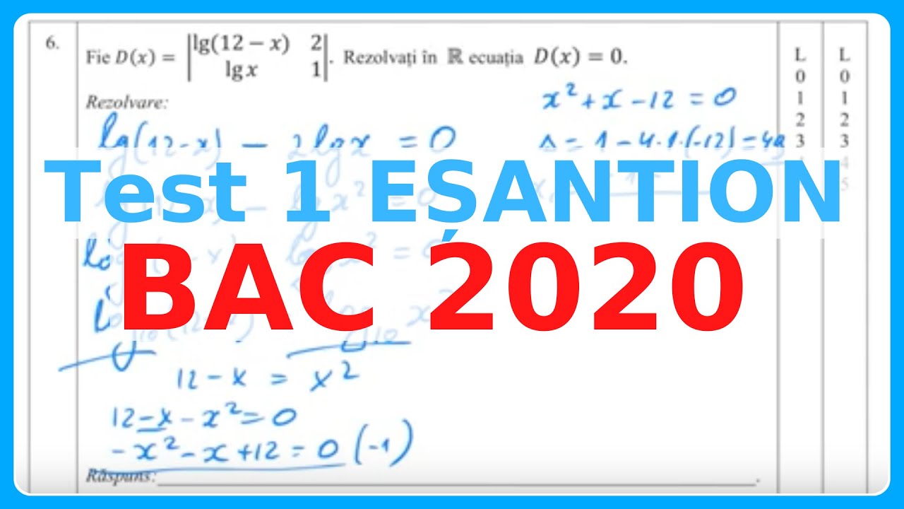 TEST 1 ESANTION 2020 BAC MATEMATICA REAL CLASA 12 | Examen.md
