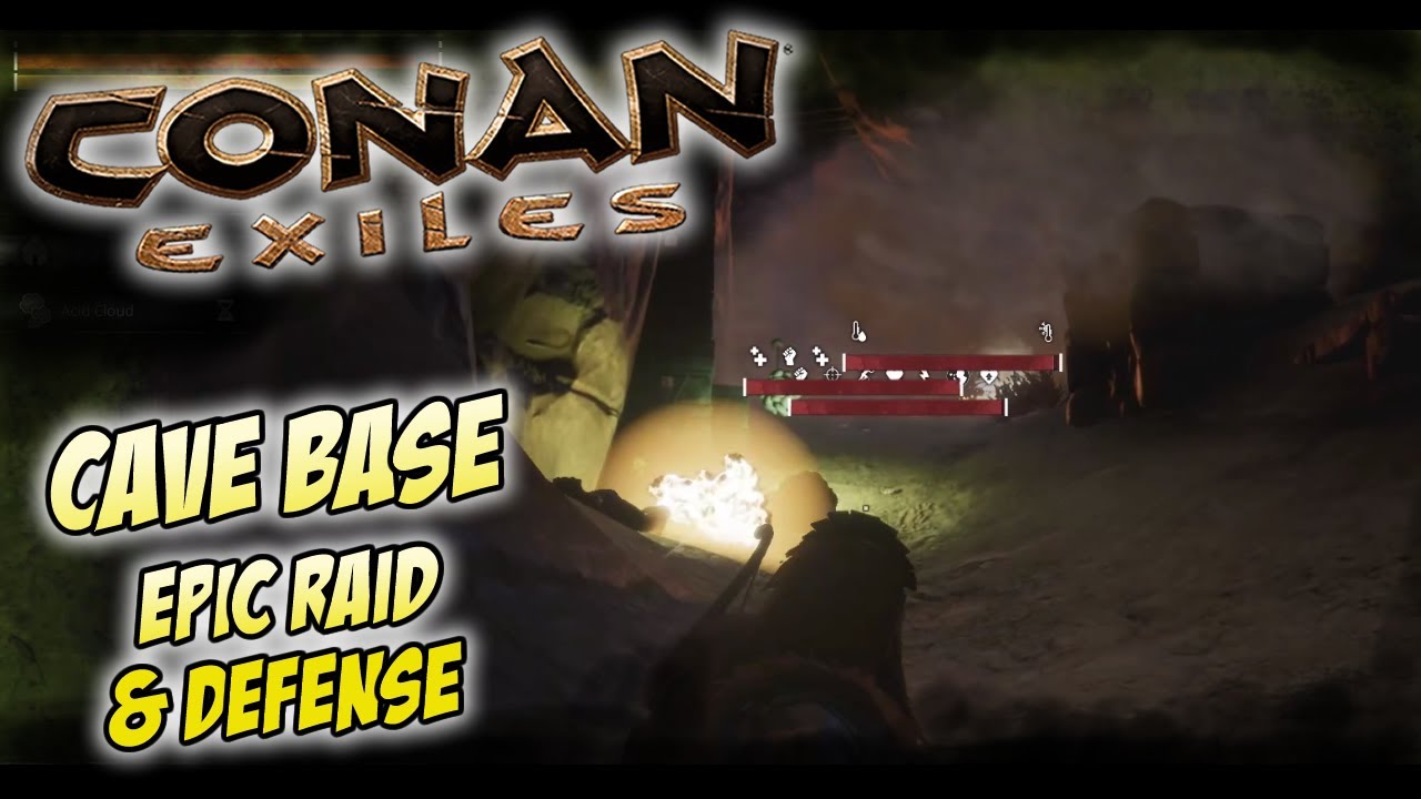 Epic Cave Base Raid and Defense - Conan Exiles PvP