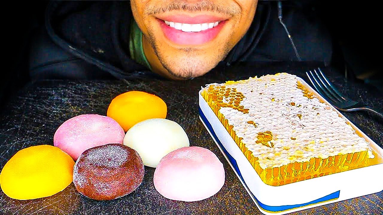 ASMR HONEYCOMB & MOCHI ICE CREAM MUKBANG JERRY EATING *STICKY MOUTH SOUNDS* NO TALKING