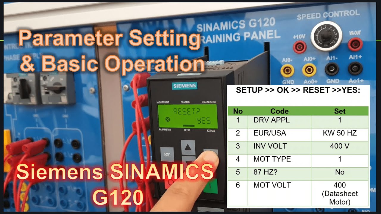 SINAMICS G120 || Parameter Setting dan Dasar Operasi Kendali Kecepatan Motor Induksi  (HAND AUTO)