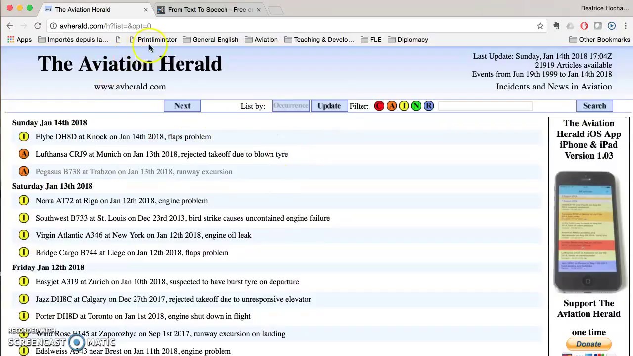 from Reading to Listening to the Aviation Herald
