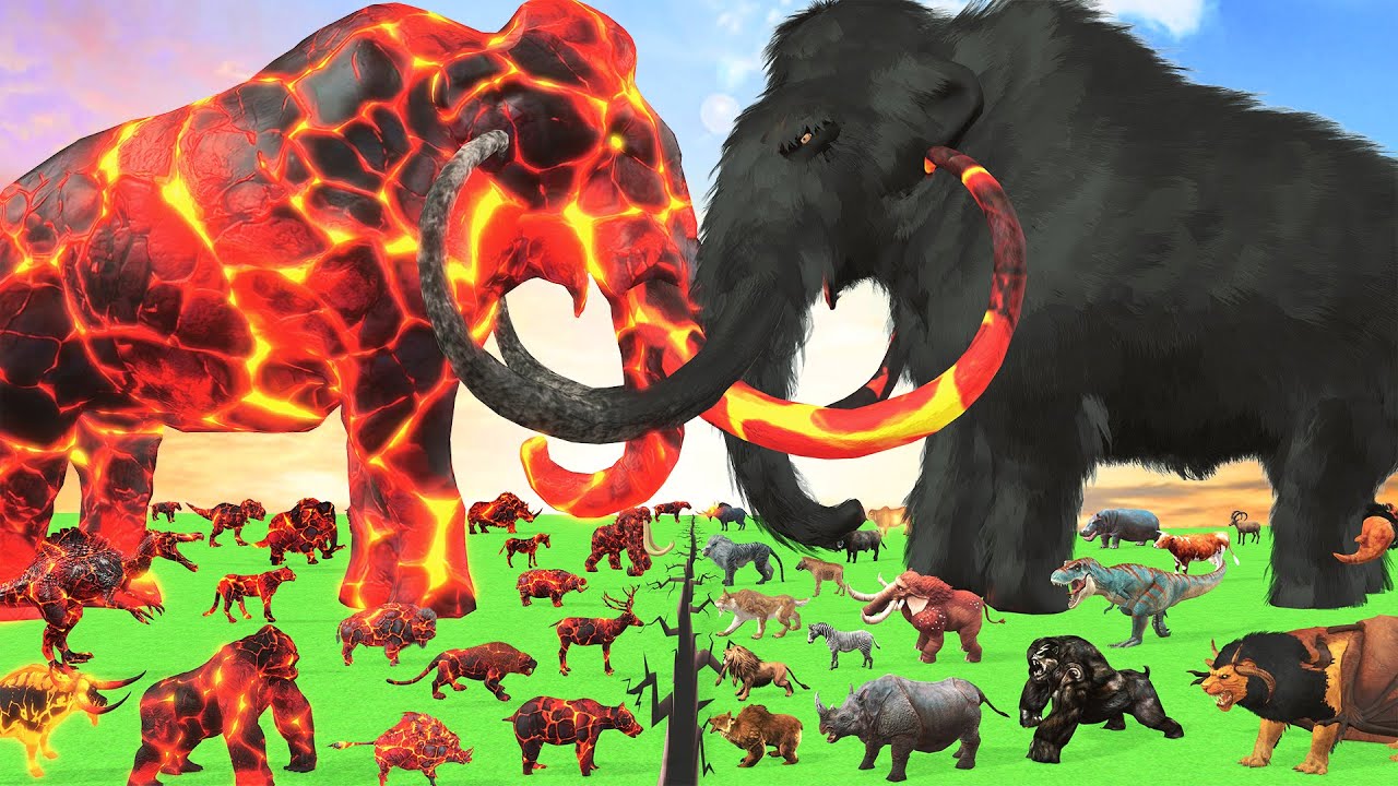 Prehistoric Mammals vs Lava Animals Size Comparison Epic Battle Animal Revolt Battle Simulator